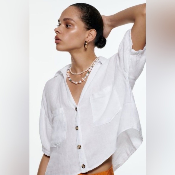 Zara White Button-Down Women's Shirt - Picture 1 of 7
